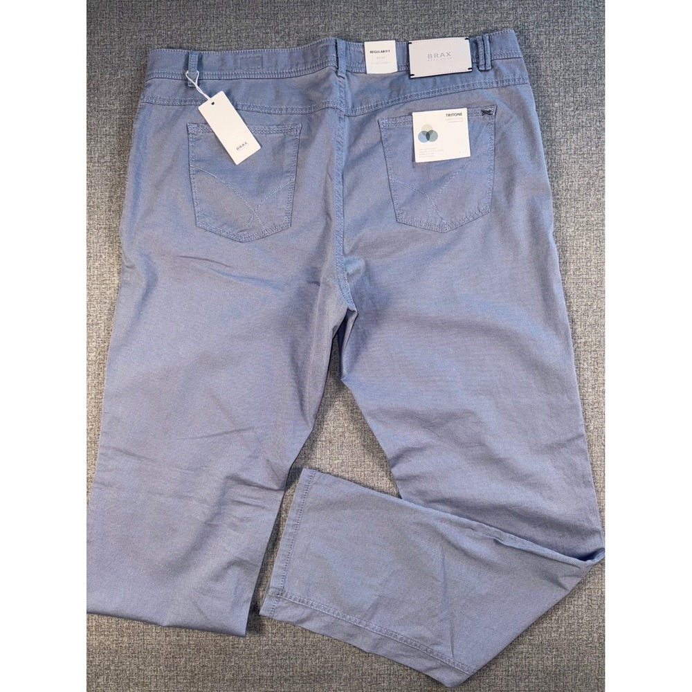 NEW Brax Feel Good Cooper Fancy Regular Fit Tritone Cotton Blue Pants 40/34